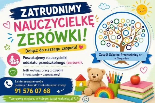 Szkoła poszukuje nauczycielki oddziału przedszkolnego