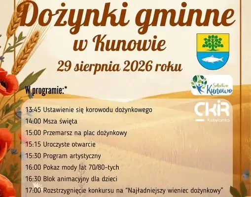 Dożynki Gminne w Kunowie już 29 sierpnia – święto plonów z muzyką i zabawą