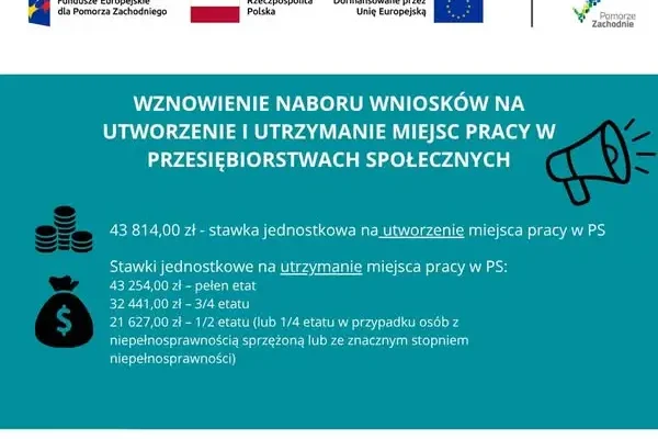 Wyższe dotacje na miejsca pracy w przedsiębiorstwach społecznych – ruszył nabór w regionie stargardzkim