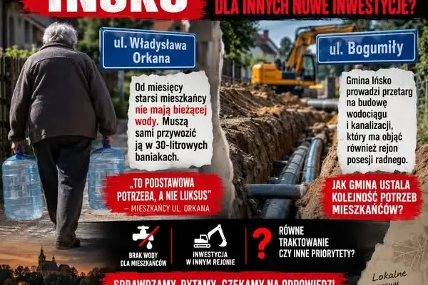 Mieszkańcy ul. Orkana w Ińsku bez bieżącej wody. Gmina planuje inwestycje w rejonie posesji radnego?