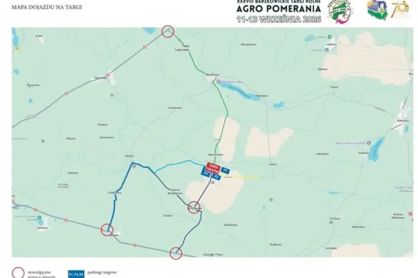 Barzkowickie Targi Rolne 2026: Policja publikuje mapę dojazdu