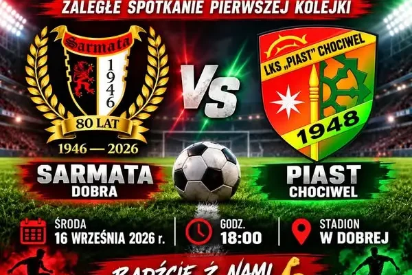 Zaległy mecz trampkarzy Sarmaty Dobra z Piastem Chociwel w środę