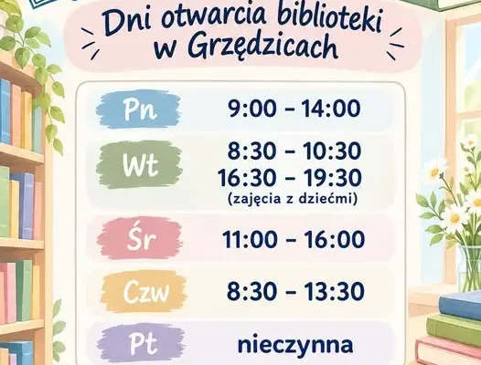 Zmiana godzin otwarcia biblioteki w Grzędzicach – nowe zajęcia dla dzieci