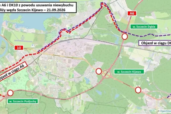 Niewybuch przy węźle Szczecin Kijewo. We wtorek saperzy wstrzymają ruch na A6 i DK10