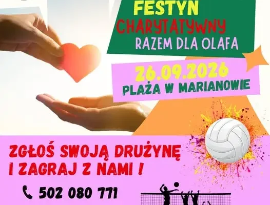 Turniej siatkówki plażowej podczas festynu charytatywnego RAZEM DLA OLAFA w Marianowie