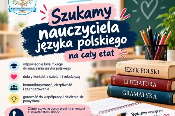 Zespół Szkolno-Przedszkolny nr 1 w Stargardzie szuka nauczyciela języka polskiego