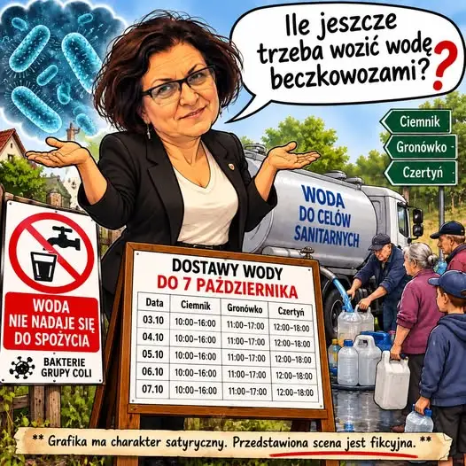 Woda w Ciemniku nadal niezdatna do picia. Gmina Ińsko przedłuża zastępcze dostawy