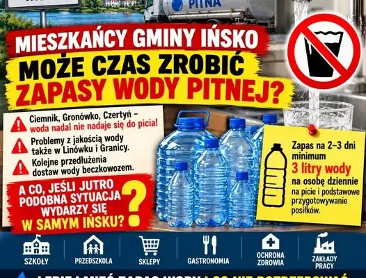 Skażenie wody w gminie Ińsko. Mieszkańcy apelują o zapasy wody pitnej