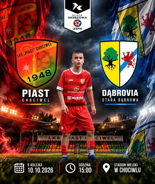 9. kolejka klasy okręgowej: Dąbrovia Stara Dąbrowa zagra z Piastem Chociwel