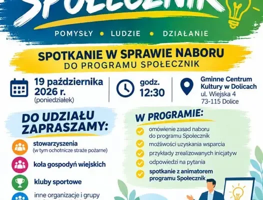 Gmina Dolice zaprasza na spotkanie o Programie Społecznik – 19 października
