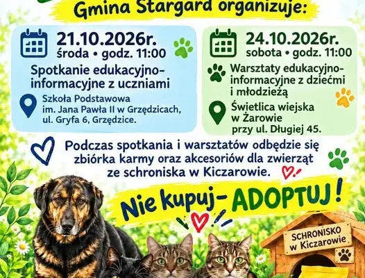 „Nasze Zwierzaki 2026”: warsztaty i zbiórka karmy w Grzędzicach i Żarowie