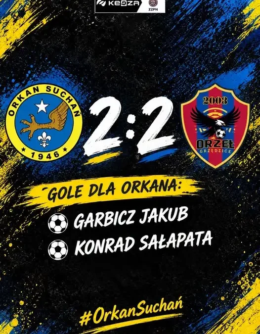 Orkan Suchań remisuje z LZS Orzeł Grzędzice 2:2