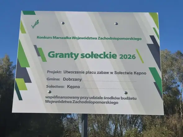 Granty Sołeckie 2026 w gminie Dobrzany: nowa wiata w Ognicy i plac zabaw w Kępnie