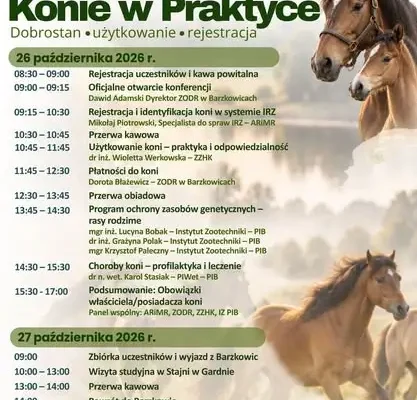 Konferencja o dobrostanie i rejestracji koni w Barzkowicach – zapisy trwają