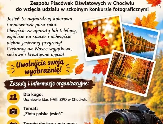 Konkurs fotograficzny „Złota Polska Jesień” w Chociwlu – zaproszenie dla uczniów