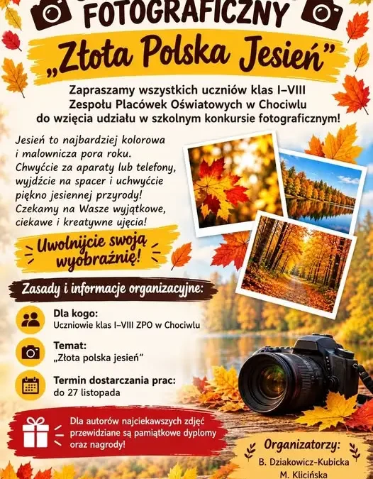 Konkurs fotograficzny „Złota Polska Jesień” w Chociwlu – zaproszenie dla uczniów