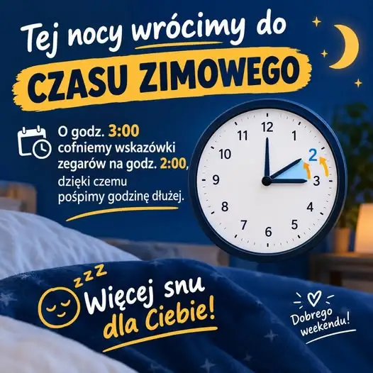 Nocna zmiana czasu: tej nocy cofamy zegary o godzinę