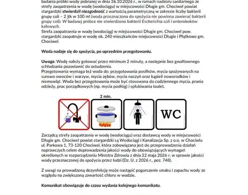 Bakterie w wodzie w Długiem. Sanepid wydał komunikat