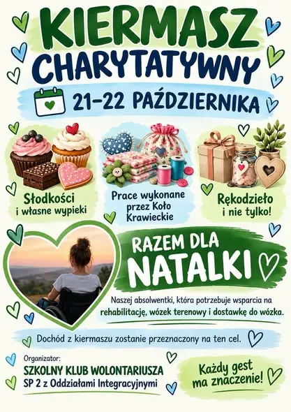 Kiermasz charytatywny w SP 2 Stargard – społeczność szkolna wsparła Natalkę