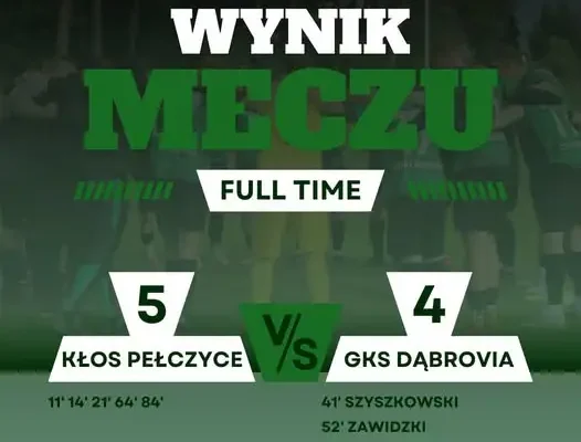 Kłos Pełczyce lepszy od Dąbrovii Stara Dąbrowa w emocjonującym meczu