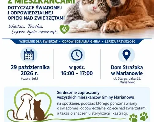 Marianowo: spotkanie o odpowiedzialnej opiece nad zwierzętami już w czwartek